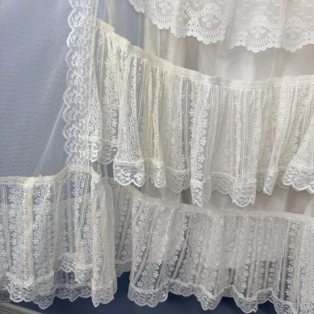 Gunne Sax by Jessica McClintock Vintage Lace Wedding Dress Ivory Maxi Boho 70s - Picture 12 of 16